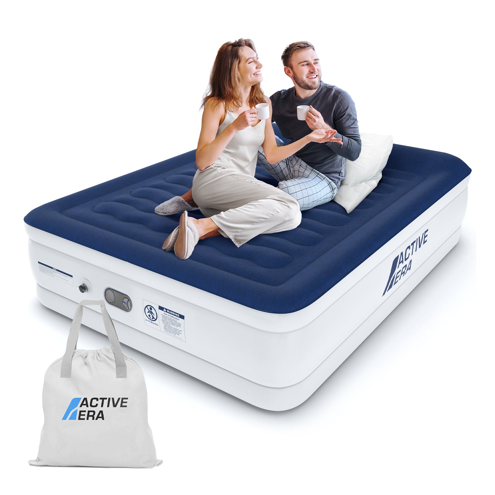 Luxury King Size Air Bed – Navy/White