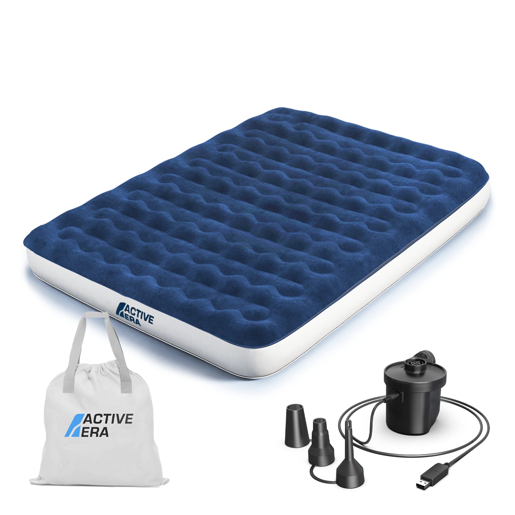 <tc>King-Size-Camping-Luftbett – Marineblau/Weiß</tc>