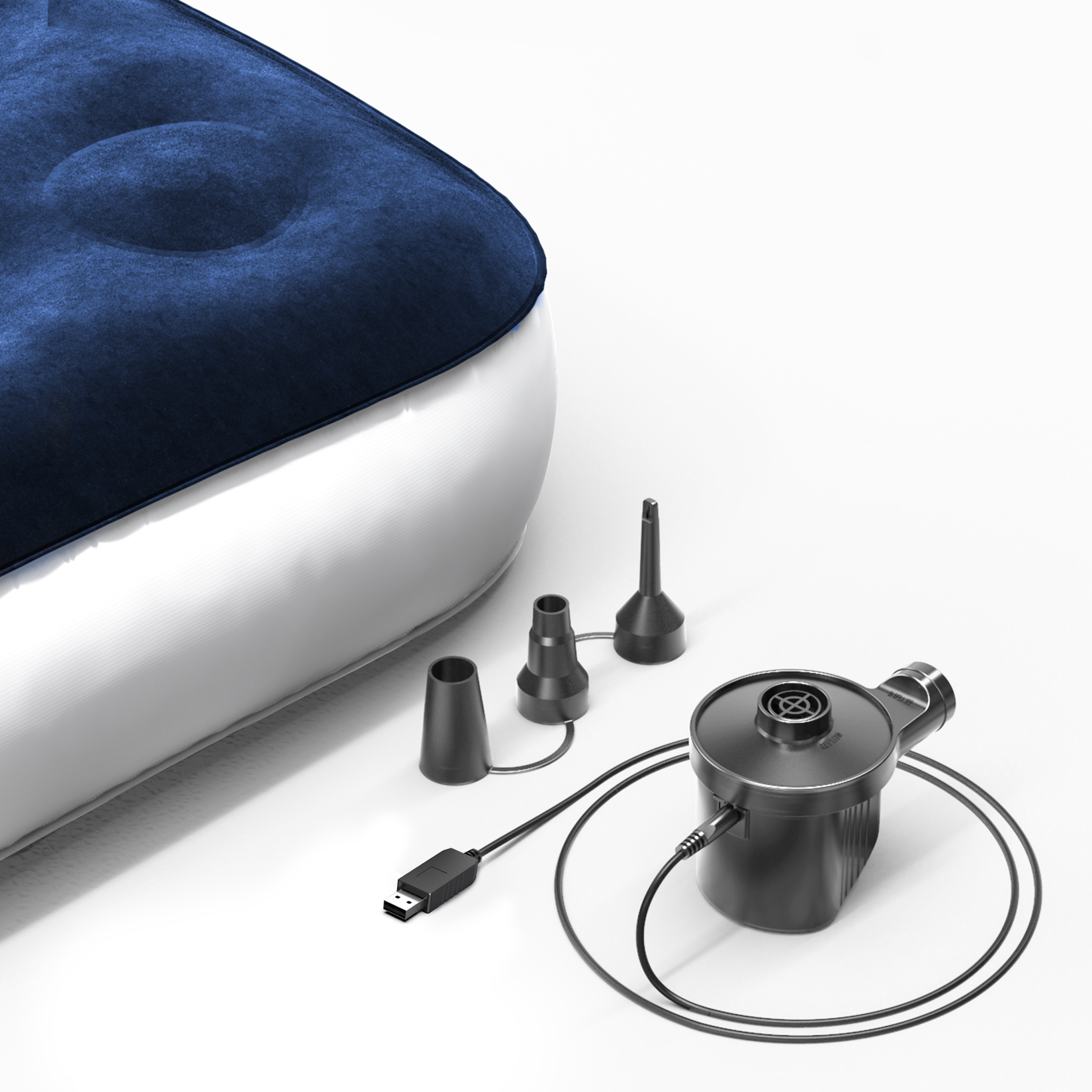 <tc>King-Size-Camping-Luftbett – Marineblau/Weiß</tc>