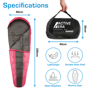 Professional 3-4 Season Mummy Sleeping Bag - Pink - (300 GSM)