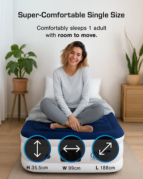 Luxury Single Air Bed – Navy/White