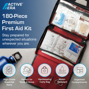 180 Piece First Aid Kit Bag – Red