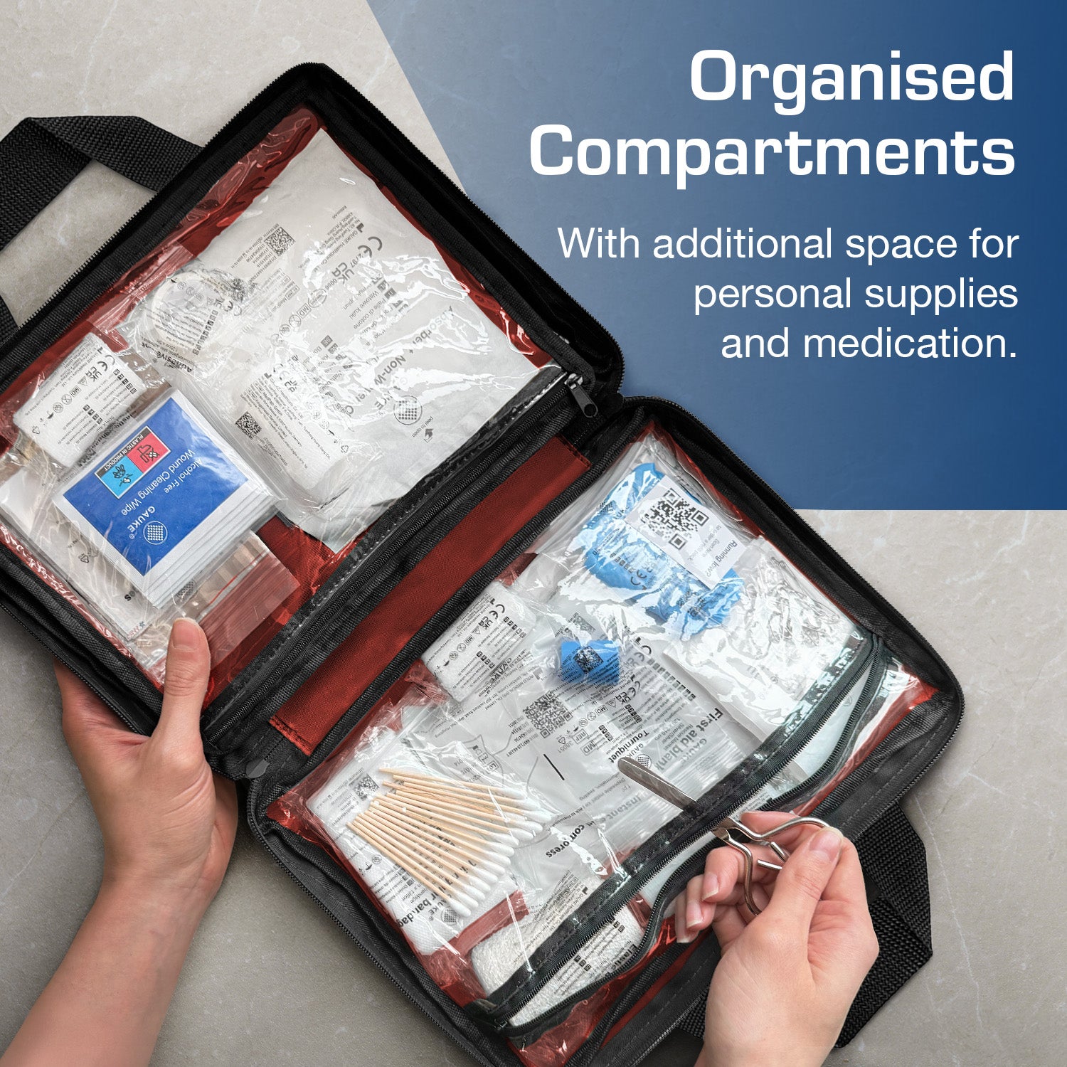 180 Piece First Aid Kit Bag – Red