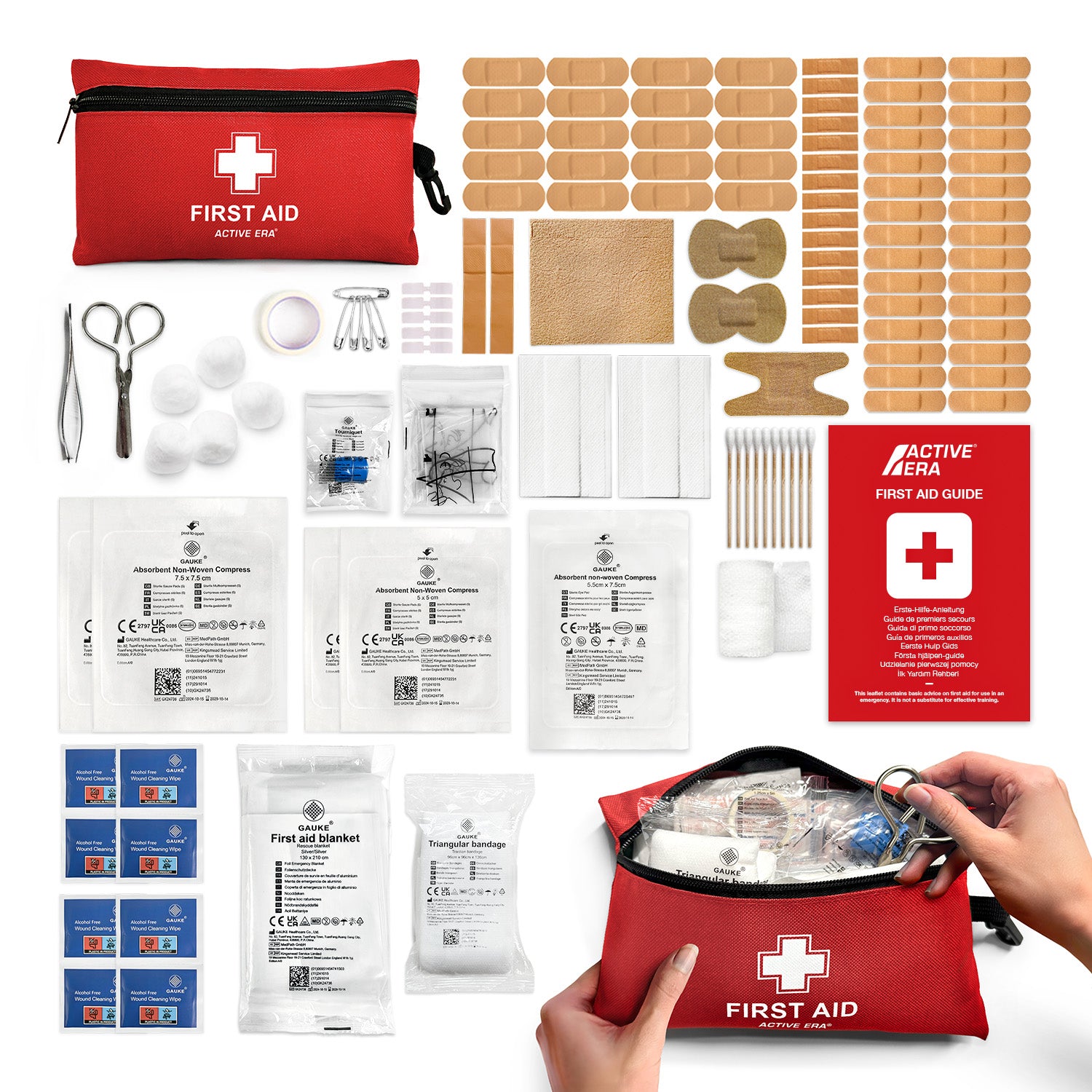 120 Piece First Aid Kit Bag – Red