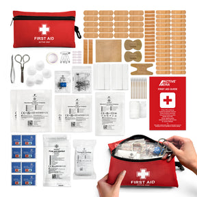 120 Piece First Aid Kit Bag – Red