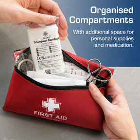 120 Piece First Aid Kit Bag – Red