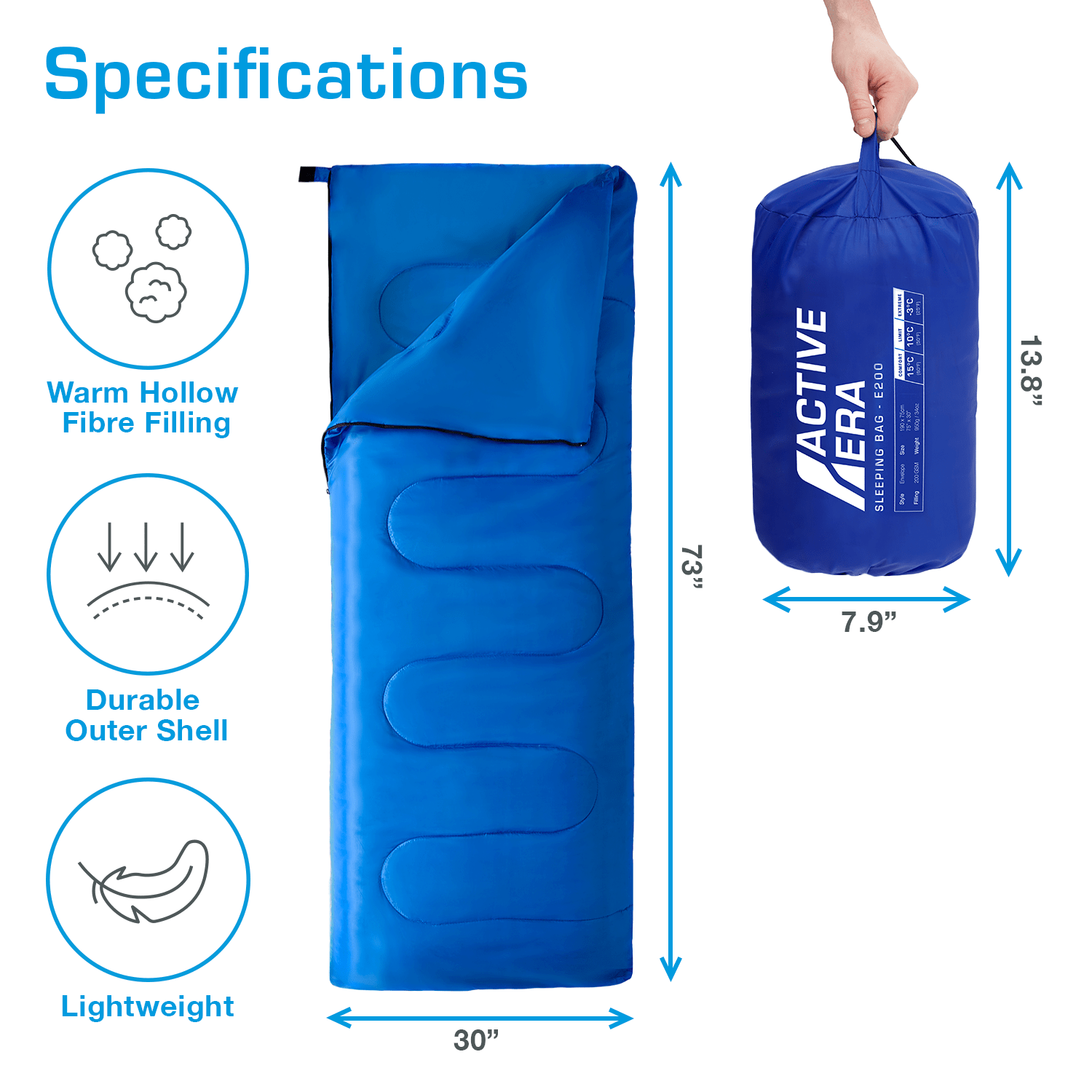 Sacco a pelo caldo e leggero premium (200 GSM) - 2 stagioni - 2 stagioni