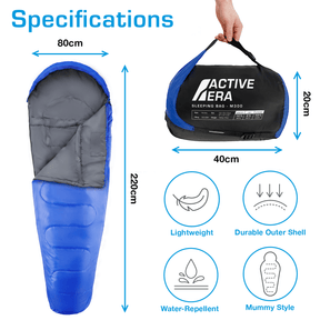 Professional 3-4 Season Mummy Sleeping Bag - Blue - (300 GSM)