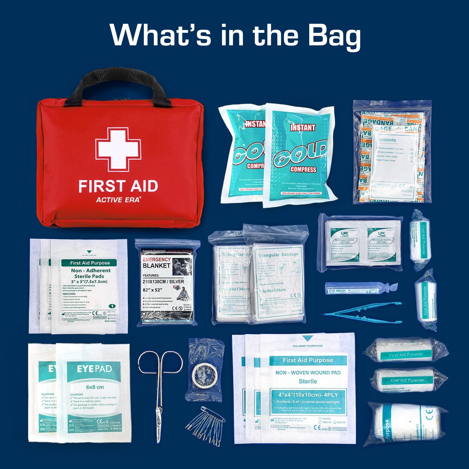 90-teilige Premium-Erste-Hilfe-Set-Tasche – Rot