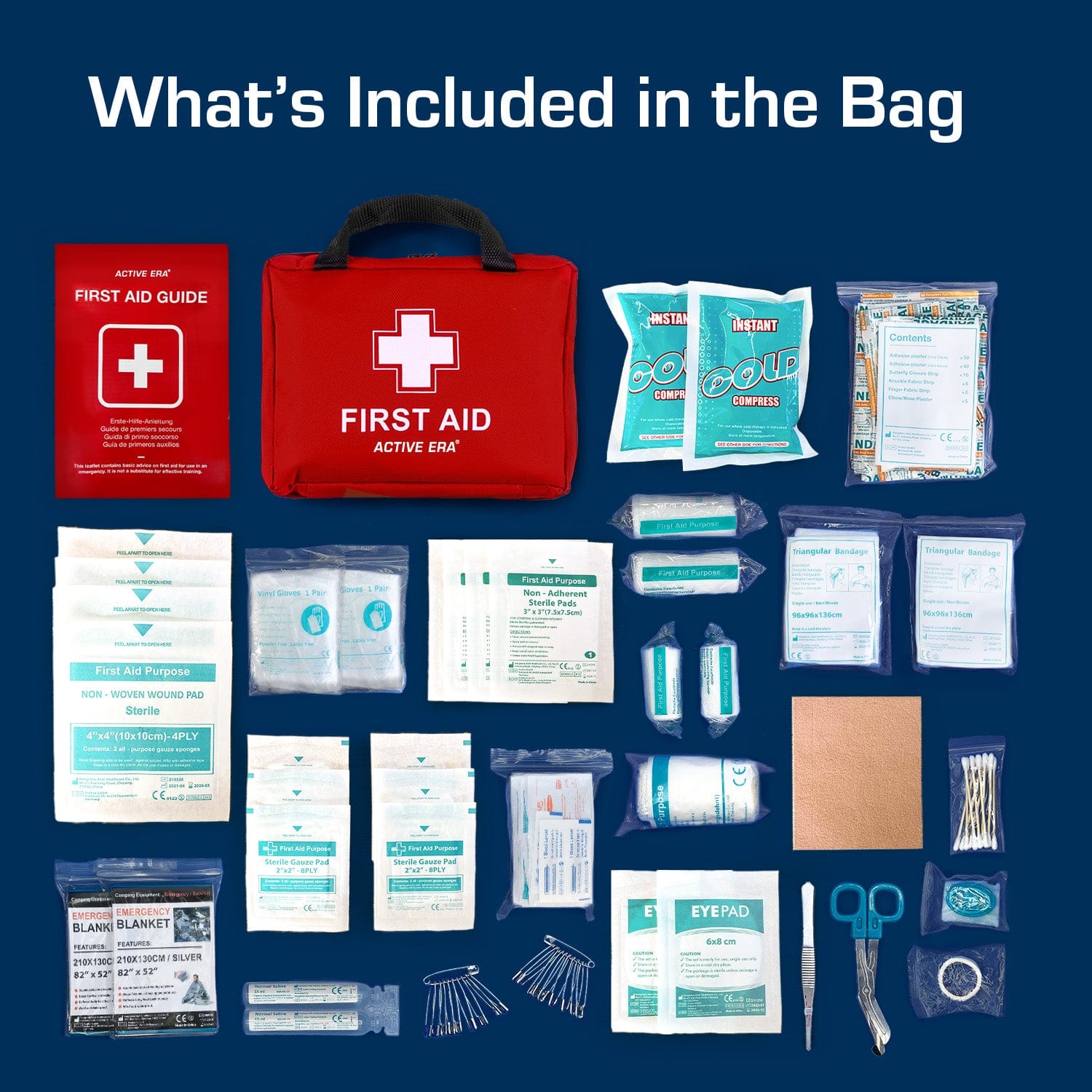 220-teilige Premium-Erste-Hilfe-Set-Tasche – Rot