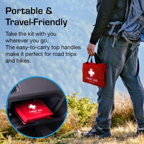 220-teilige Premium-Erste-Hilfe-Set-Tasche – Rot