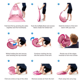 2 Person Beach Tent with UV Protection - Pink